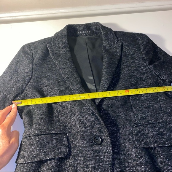 THEORY Black Wool Blend Blazer Women’s Size 4 Classic One Button Style - Picture 7 of 12